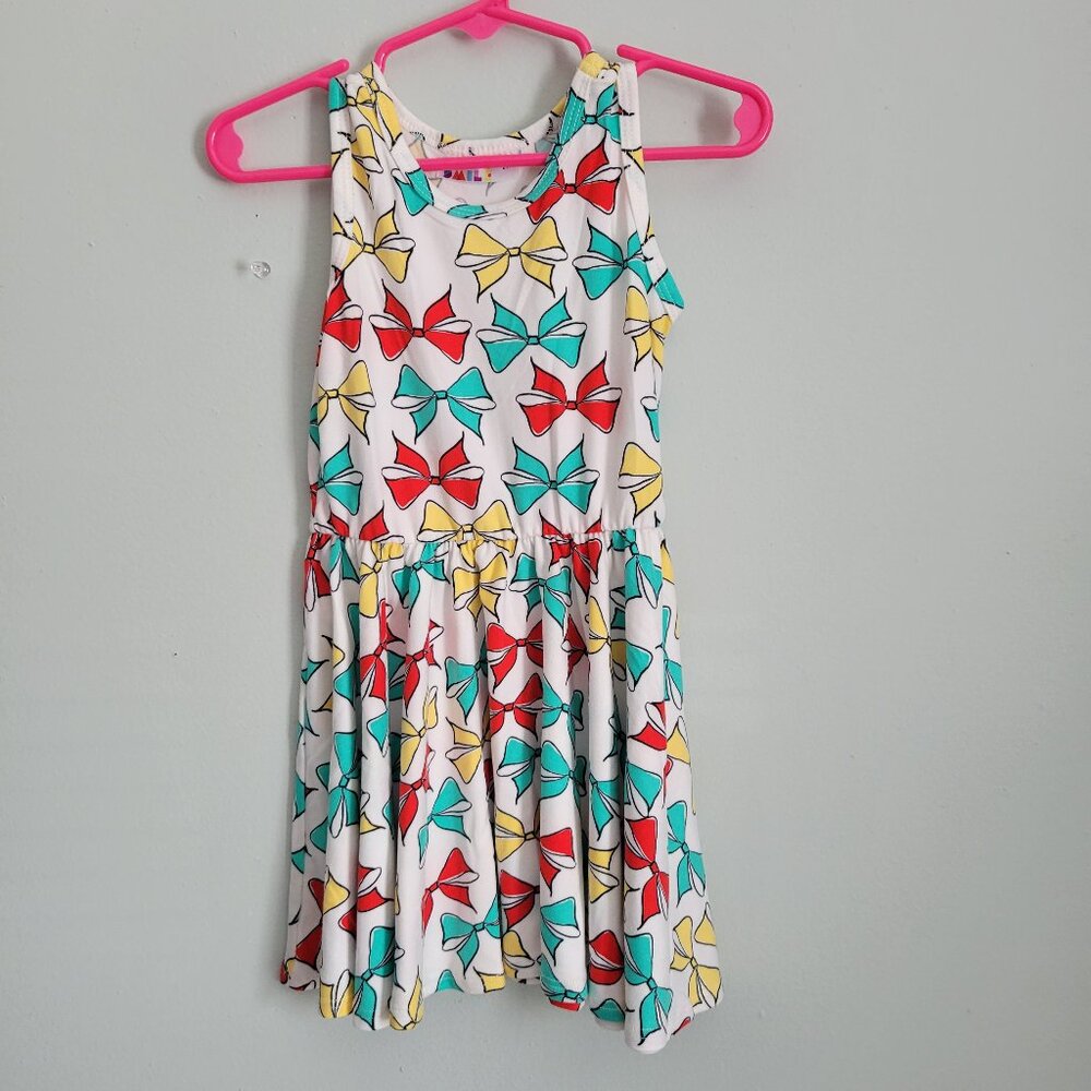 Dot Dot Smile Dress Girl's 2T Toddler White w/ Colored Bows Twirl Tank NWT